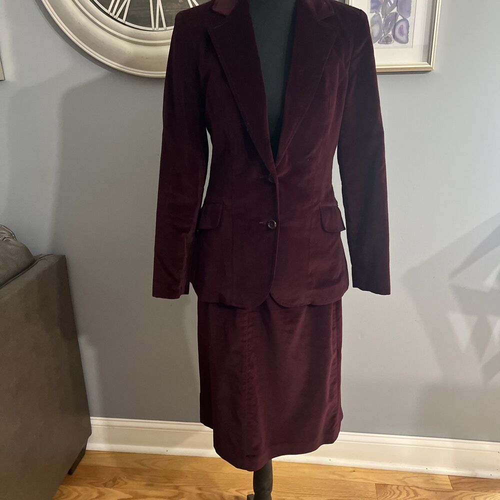 Vintage MJ Concepts in Sportswear Size 9 2 PC Skirt Suit Dark Purple 100% Cotton